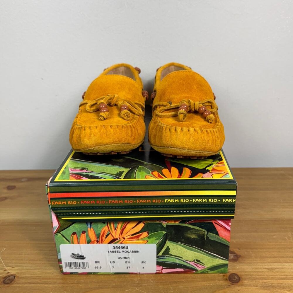 New Farm Rio Brown Tassel Suede Moccasin in Ocher Women's Size 7 - Picture 4 of 11